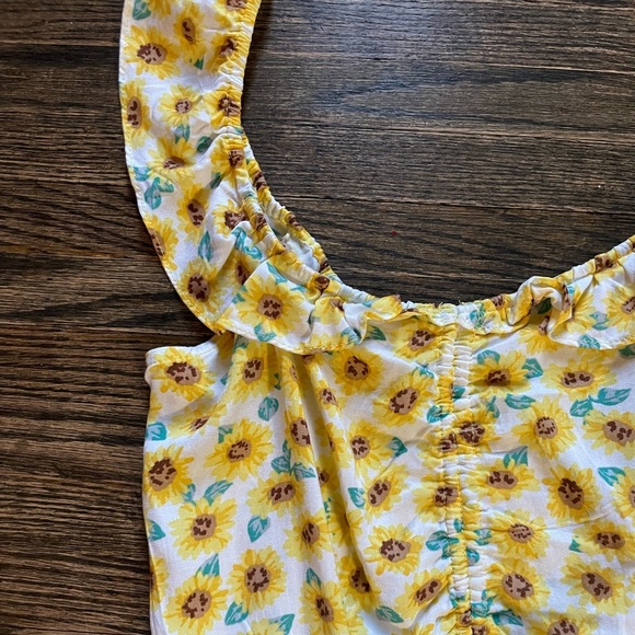 Sunflower Print Romper, Derek Heart, Shorts Size Medium,  Ruffle Straps - Picture 6 of 11